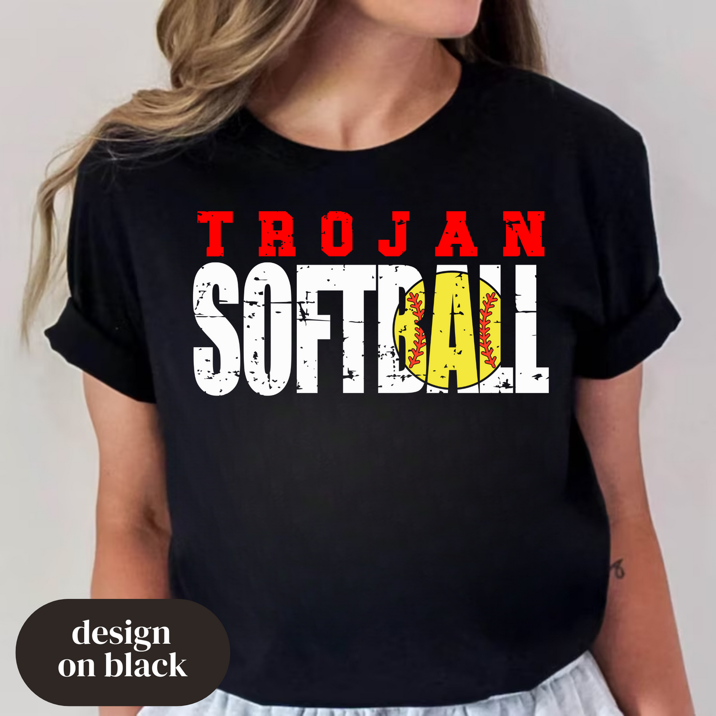 Trojan Softball (Block/Distressed)