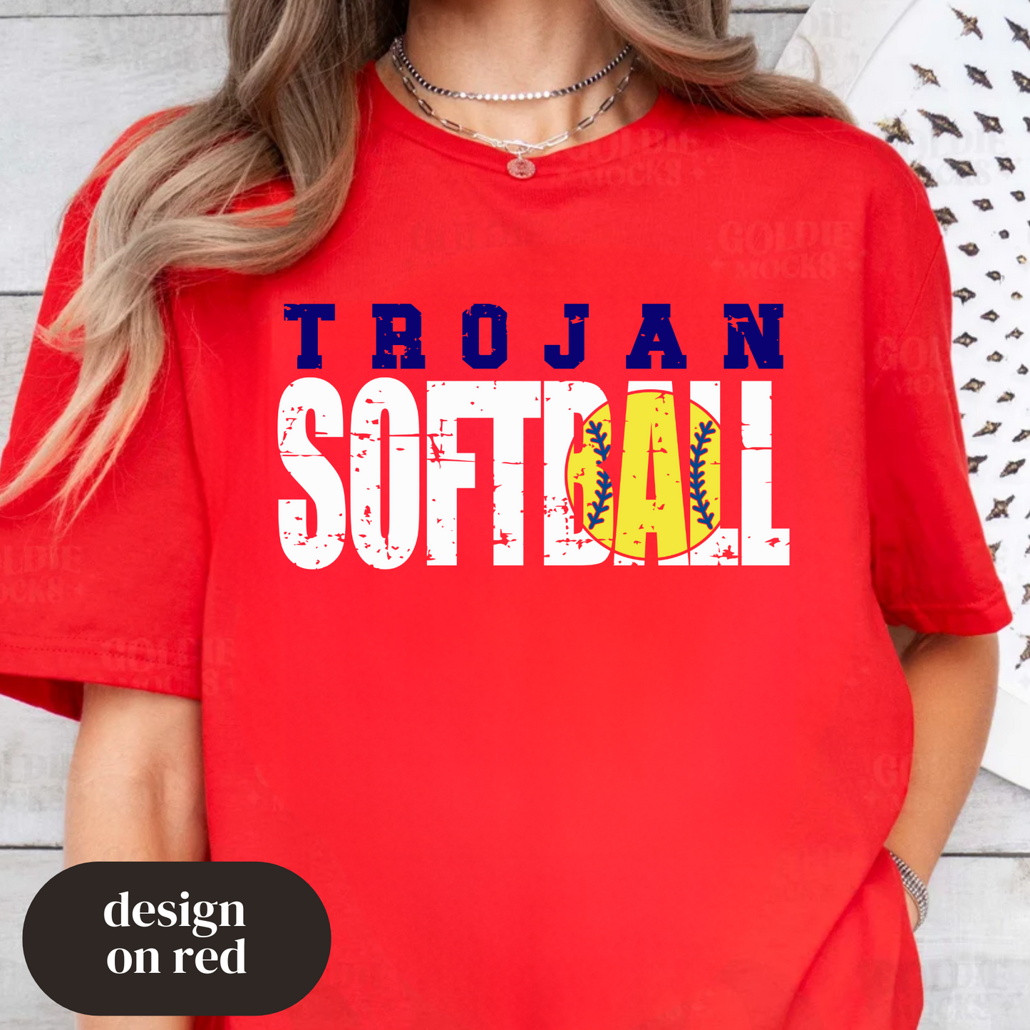 Trojan Softball (Block/Distressed)