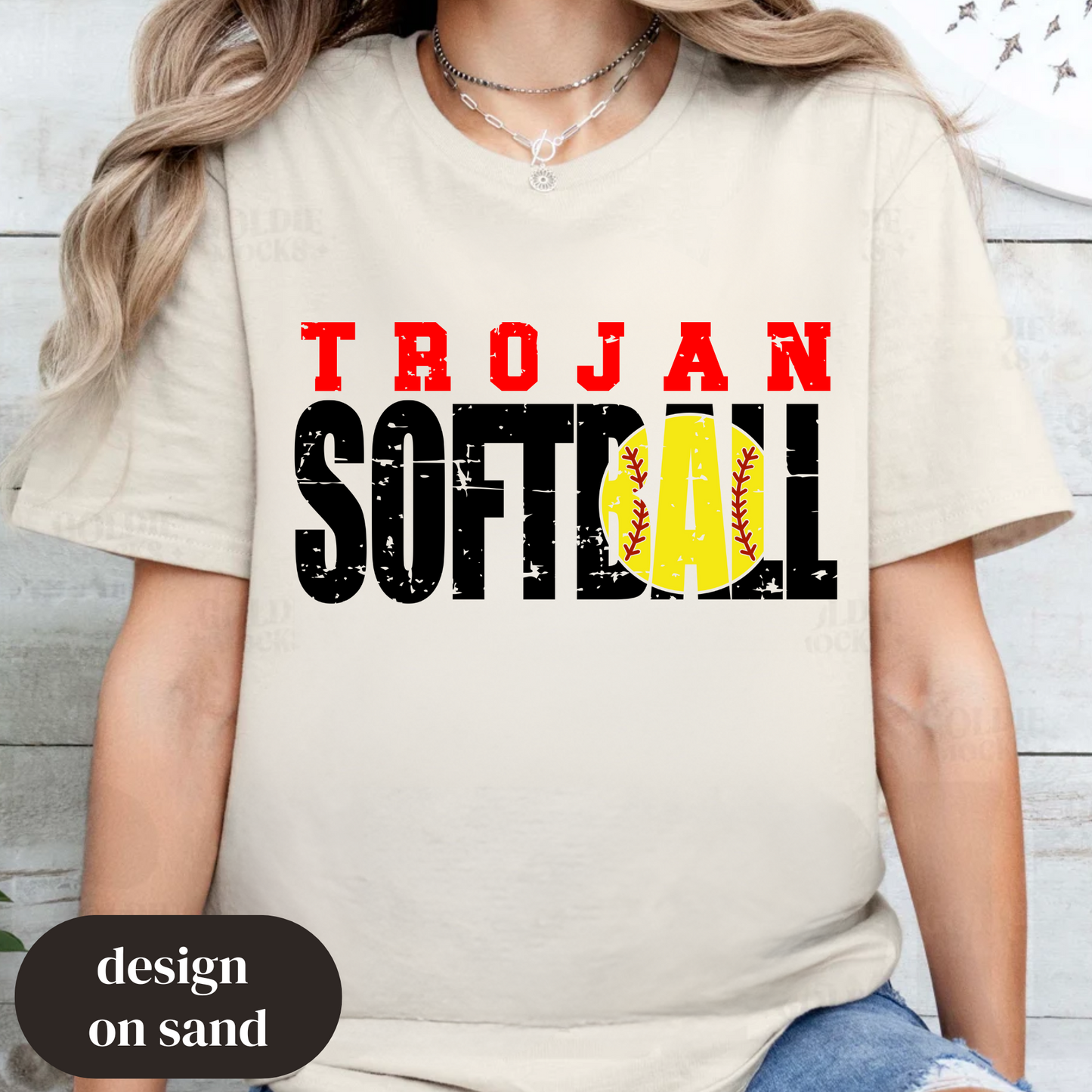 Trojan Softball (Block/Distressed)